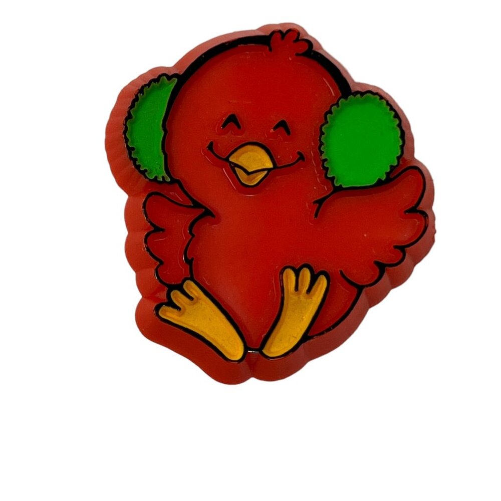 Hallmark Red Bird Brooch 1981 Christmas‎ Vintage Plastic Pin